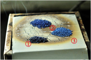 步驟四：實驗結(jié)果染色砂顏色褪去，燒結(jié)砂略微褪色 陶瓷砂顏色不變